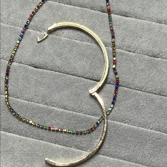 Colorful Gemstone Gold Tone Jewelry Set Necklace & Bracelet Set Matching Pair - Picture 8 of 11